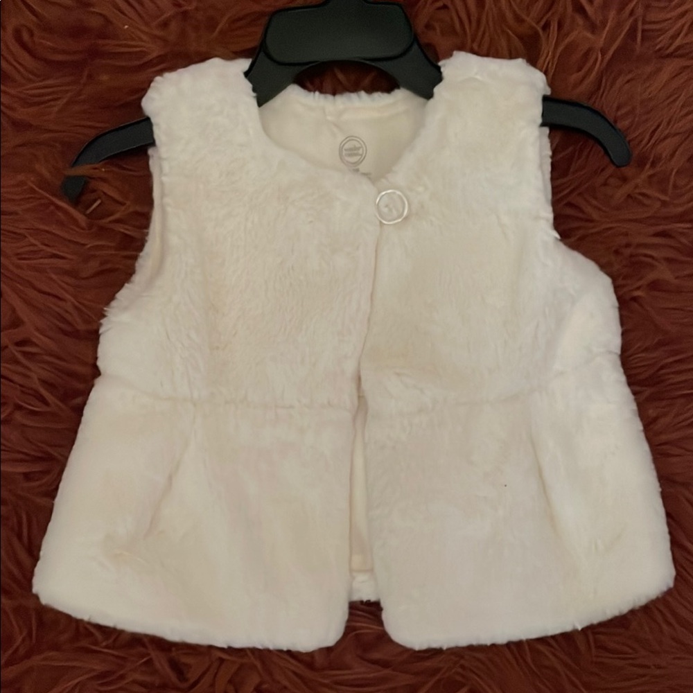 Wonder nation off white Faux Fur Vest